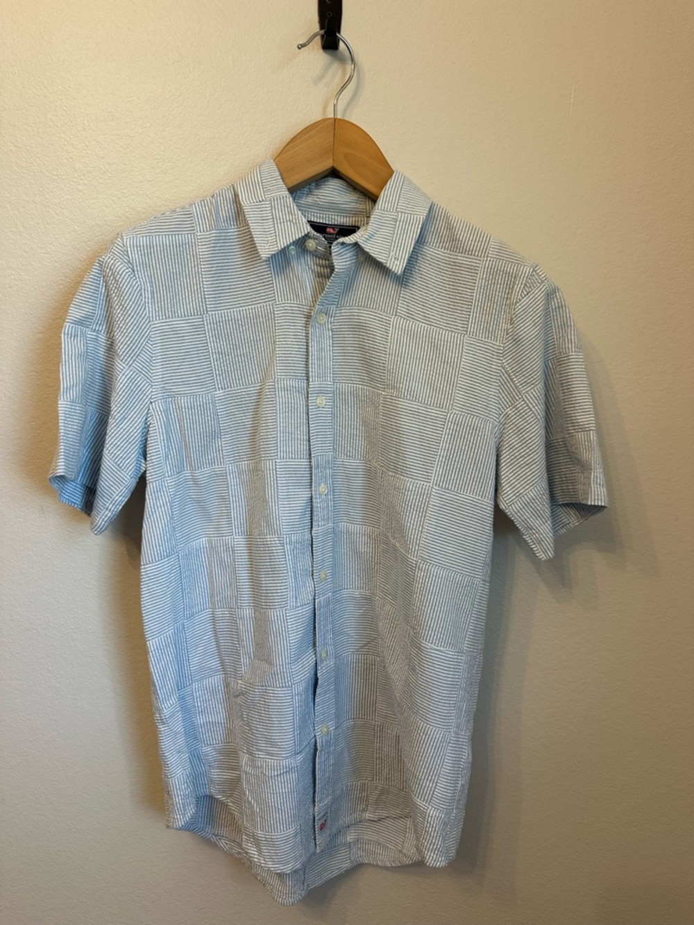 Vineyard Vines Slim Fit Murray Light Blue Patterned Short-Sleeve Button-Up Shirt